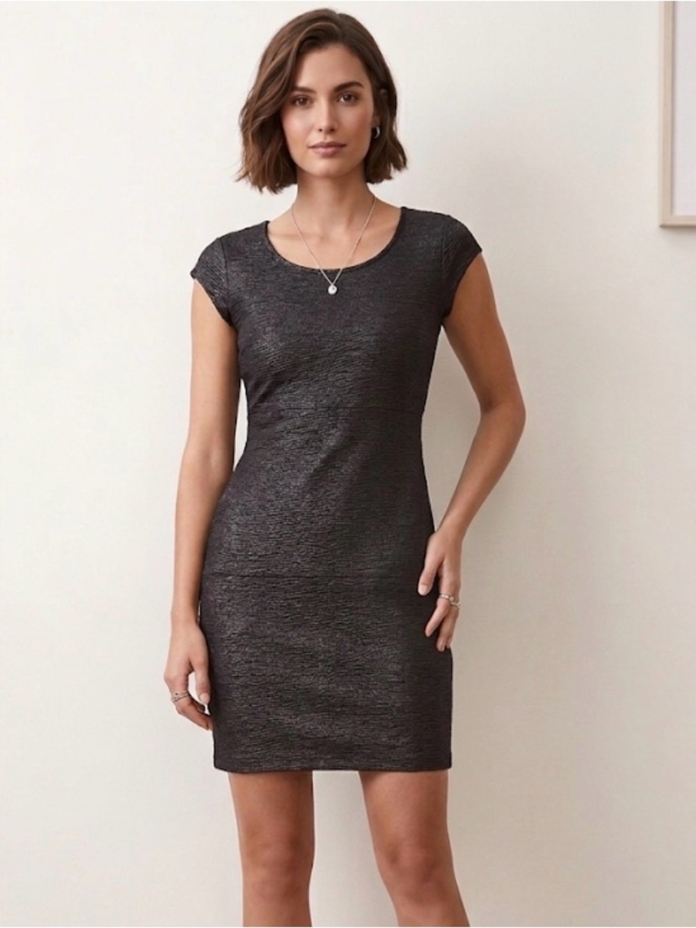 BeBop Charcoal Short Sleeve Scoop-Neck Mini Dress